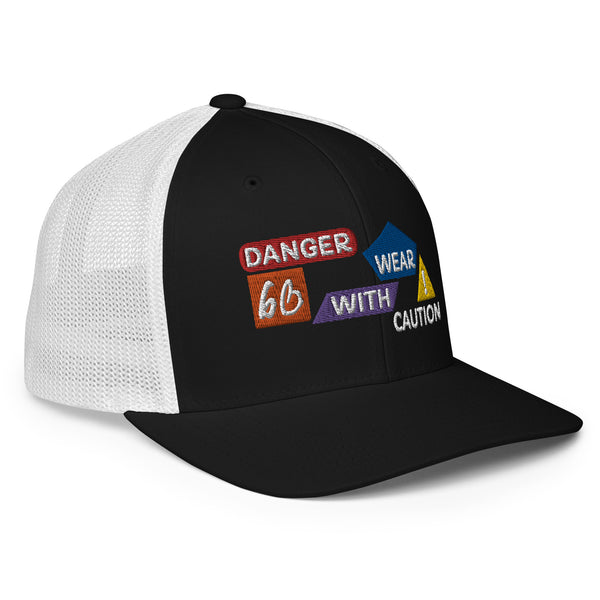 Danger Caution Closed-Back Trucker Hat