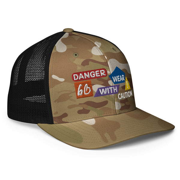 Danger Caution Closed-Back Trucker Hat