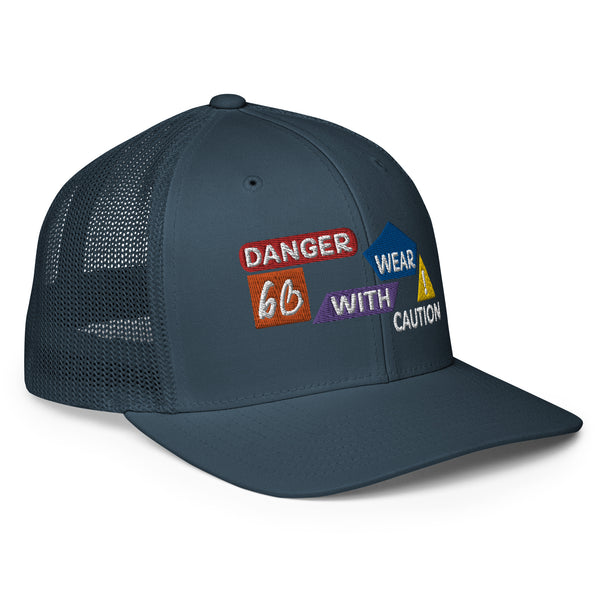 Danger Caution Closed-Back Trucker Hat