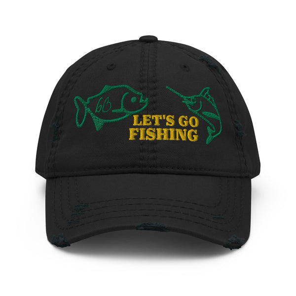 LET'S GO FISHING Distressed Dad Hat