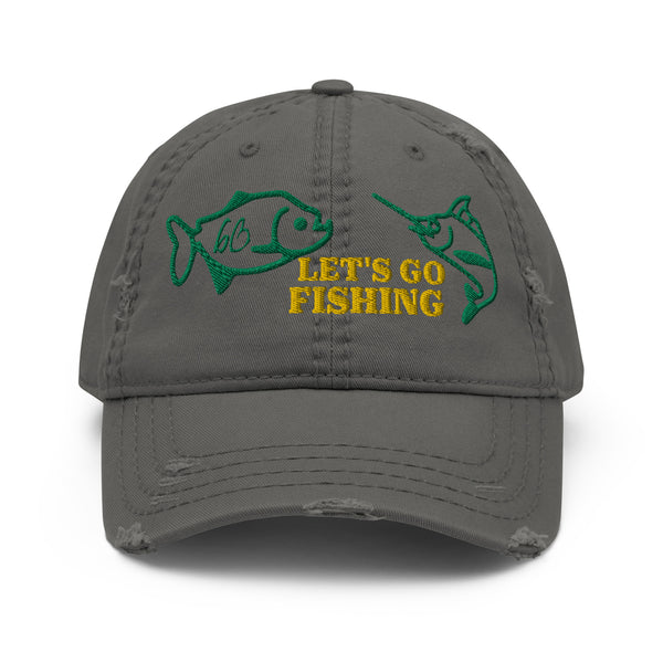 LET'S GO FISHING Distressed Dad Hat