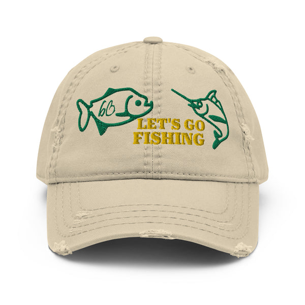 LET'S GO FISHING Distressed Dad Hat