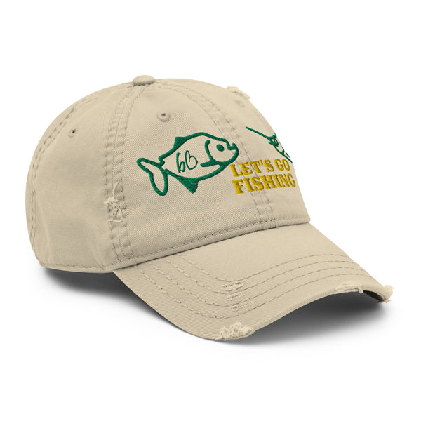 LET'S GO FISHING Distressed Dad Hat