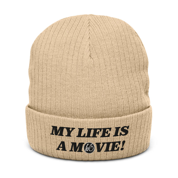 MY LIFE IS A MOVIE Ribbed Knit Beanie