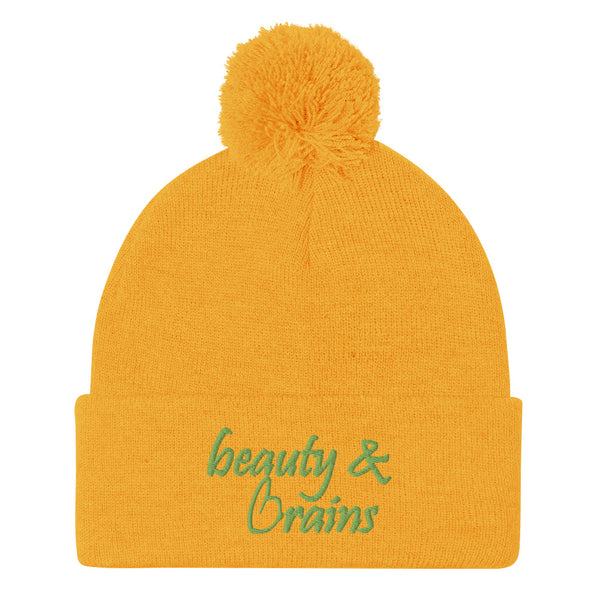 Beauty & Brains Pom-Pom Beanie